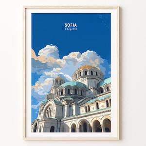 Sofia Travel Poster, Sofia Bulgaria Travel Wall Art, Bulgaria Travel Print, Minimalist Travel Poster, House Warming Gifts