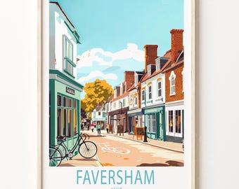 Faversham Kent England Travel Poster, England Wall Art Print, Faversham Kent Travel Print, Personalised Travel Gifts