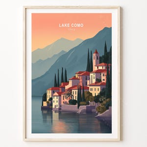 Comer See Italien Reise Poster, Comer See Reise Poster, Italien Wand Kunst Druck, Minimalistisches Reise Poster, Geburtstagsgeschenk
