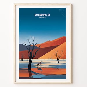 Sossusvlei Wand Kunst Druck, Namibia Reise Poster, Sossusvlei Namibia Reise Poster, personalisierte Geschenke, Minimalistisches Stadtbild