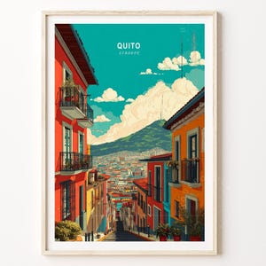 Poster di viaggio a Quito, stampa murale di viaggio a Quito, Ecuador, stampa di viaggio in Ecuador, poster di viaggio minimalista, regalo di nozze