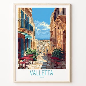 Lámina de viaje de La Valeta, Malta, lámina de arte mural de Malta, póster de viaje de La Valeta, regalos de inauguración de casa, regalos de viaje personalizados