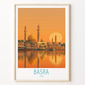Basra Travel Poster, Iraq Wall Art, Basra Iraq Print, Housewarming Gifts, Personalised Travel Poster, Birthday Present