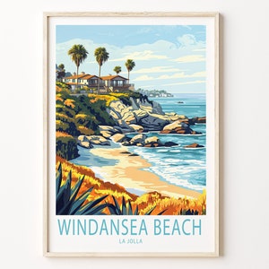 Windansea Beach Travel Poster, Windansea Beach California Wall Art, La Jolla Travel Print, Travel Gifts, Home Decor