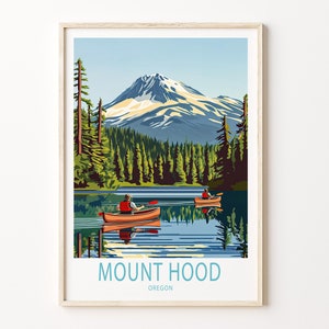 Mount Hood Portland Travel Poster, Oregon Mount Hood Print, Oregon Wall Art, Home Decor, Custom Travel Poster, Birthday Gifts