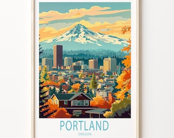 Portland Oregon Travel Poster, Oregon Wall Art, Portland Oregon Print, Custom Travel Poster, Home Decor, Birthday Present