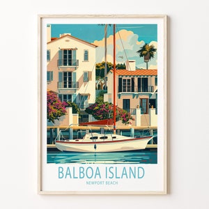 Balboa Island Travel Poster, Balboa Island Print, Newport Beach Wall Art,  Home Decor, Birthday Gifts, Wedding Present