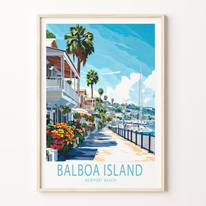 Balboa Island Travel Poster, Balboa Island Print, California Wall Art, Custom Travel Poster, Birthday Gifts, Home Decor