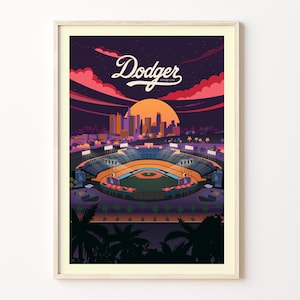 Póster de los Dodgers de Los Ángeles, impresión del estadio de los Dodgers de Los Ángeles, póster de béisbol moderno, arte mural deportivo para dormitorio, decoración minimalista del hogar, regalos de cumpleaños