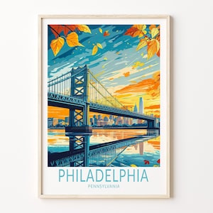 Philadelphia Pennsylvania Travel Poster, Philadelphia Wall Art, Pennsylvania Travel Gifts, Birthday Gifts, Wedding Gifts