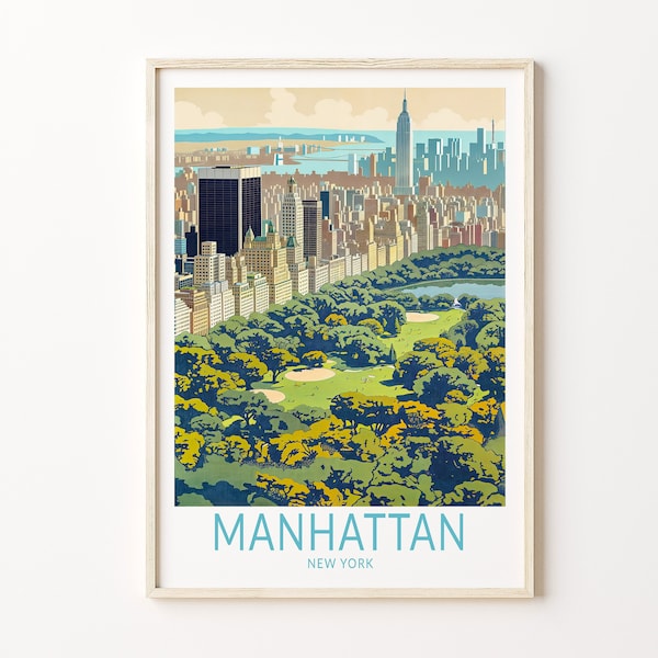 Manhattan Travel Poster, New York Wall Art, Manhattan New York Poster Print, New York City Custom Travel Poster, Traveler Gifts