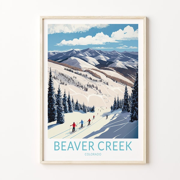 Beaver Creek Travel Print, Beaver Creek Colorado Ski Travel Poster, Colorado Travel Wall Art, Winter Ski Travel Gift Wall Decor