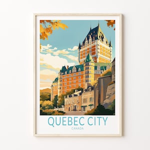 Arte de parede de pôster de viagem de Quebec Canadá, pôster de viagem de Quebec Canadá, arte de parede de Quebec Canadá, impressão de viagem personalizada de cartão postal do Canadá, presente de viagem