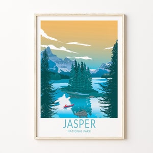 Jasper Nationalpark Reiseplakat, Jasper Kanada Plakat, Kanada Nationalparks Postkarte, personalisiertes Reiseplakat, Geburtstagsgeschenke