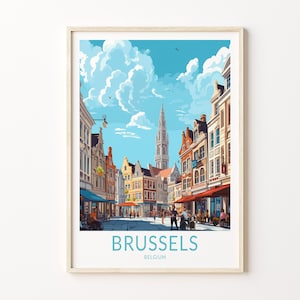Brussels City Travel Print, Brussels Belgium Travel Poster Print, Brussels City Wall Art, Brussels Travel Wall Decor, Belgium Wall Art
