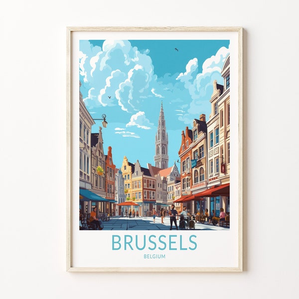 Brussels City Travel Print, Brussels Belgium Travel Poster Print, Brussels City Wall Art, Brussels Travel Wall Decor, Belgium Wall Art