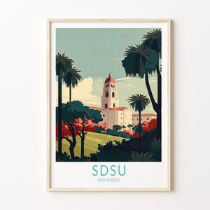 San Diego State University, San Diego SDSU Travel Poster, University Campus Wall Art, San Diego Travel Poster, San Diego State