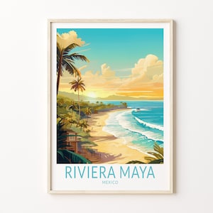 Riviera Maya Mexico Poster Print, Riviera Maya Travel Poster, Riviera Maya Wall Art, Mexico Wall Art, Custom Travel Gift Wall Art