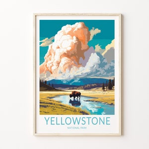 Yellowstone National Park Print Wall Art, Yellowstone Wyoming Poster, National Park Wall Art, Yellowstone Travel Print