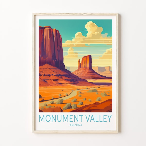 Monument Valley Arizona Travel Poster, Monument Valley Arizona Travel Poster Print, National Parks Wall Art, Navaja County Arizona