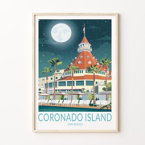 Hotel del Coronado, Coronado San Diego Poster, San Diego Travel Poster, California Coronado Christmas Beach Print, Wedding Gifts