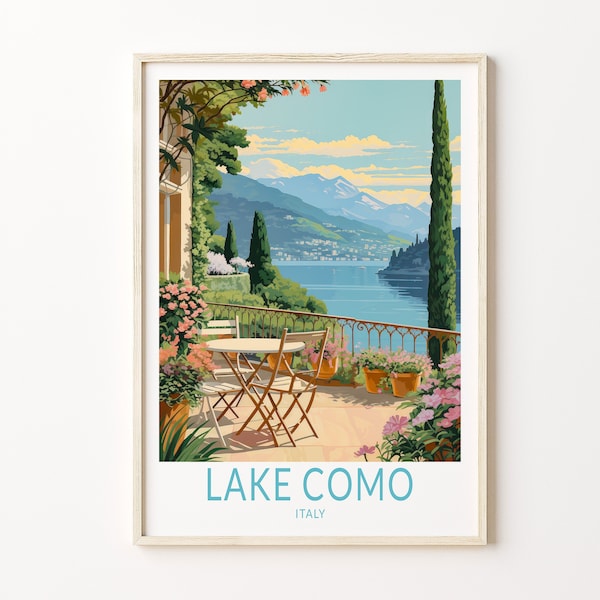 Art mural affiche de voyage lac de Côme, affiche lac de Côme Italie, art mural lac de Côme Italie, impression de voyage minimaliste, cadeau de voyage, cadeau de mariage