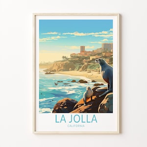 La Jolla California Travel Print, La Jolla Coast Poster Print, La Jolla San Diego Wall Art, California Coast Wall Decor, San Diego Poster