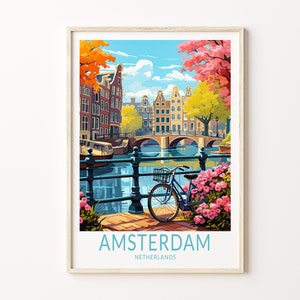 Amsterdam Travel poster, Amsterdam Holland Poster Print, Amsterdam Custom Travel Print, Personalized Travel Poster, Birthday Gifts