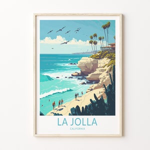 La Jolla California Travel Print, La Jolla Coast Poster Print, La Jolla San Diego Wall Art, California Coast Wall Decor