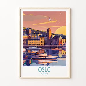Oslo Travel Poster, Norway Oslo Travel Print Wall Art, Norway City Print, Oslo Wall Decor, Birthday Gifts, Persolanised Gift