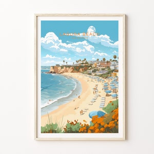 Laguna Beach California Travel Poster, Laguna Beach Poster Print, Laguna Beach Wall Art, California Coast Wall Decor, Minimalist Wall Art