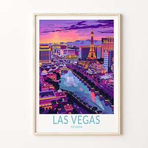 Póster de viaje a Las Vegas, póster de viaje a Nevada, póster de la ciudad de Las Vegas, Nevada, regalos personalizados, regalo de cumpleaños, decoración del hogar