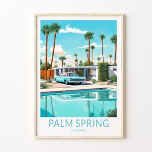 Impresión de viaje a Palm Springs, póster de viaje a Palm Springs, California, arte de pared de viaje, decoración de pared de regalo de viaje a California