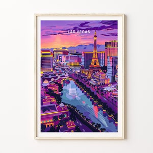 Impresión de viaje a Las Vegas, Nevada, decoración de pared de Nevada, impresión de póster de la ciudad de Las Vegas, regalos personalizados, regalo de cumpleaños