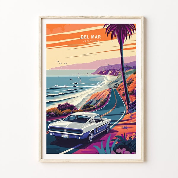 Del Mar California Poster, Del Mar California Wall Art, Travel Poster, San Diego, La Jolla, Birthday Present, Wedding Gifts