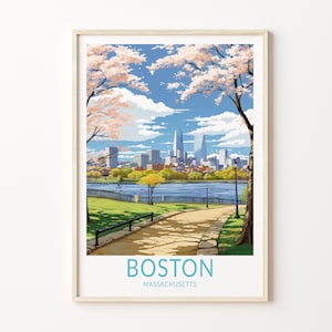 Boston Travel Poster, Boston City Travel Poster, Boston Travel Wall Art, City Skyline Artwork, Boston Massachusetts Travel Poster