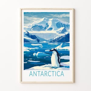 Antarktis Reiseplakat, Antarktis Reisewandkunst, Antarktis Südpol Plakat, Südpol Wanddekor, personalisierte Geschenke