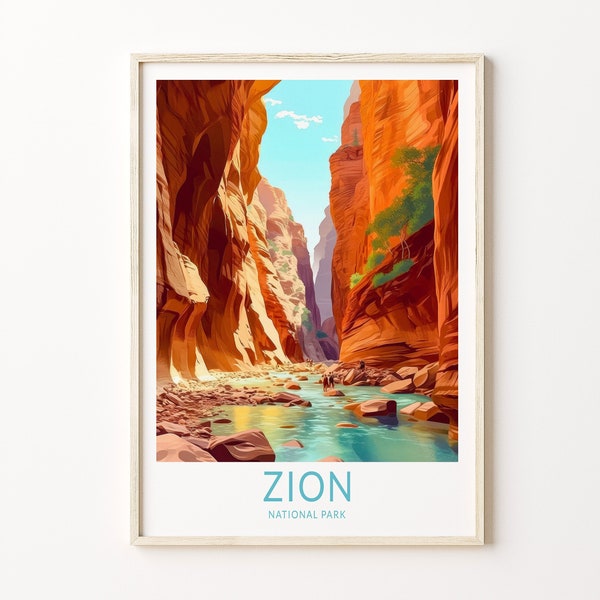 Zion Utah Travel Print Wall Art, Zion National Park Travel Poster, National Parks Traveler Gift, Utah Travel Poster, National Park Print