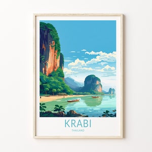 Krabi Thailand Travel Print, Krabi Thailand Island Poster Print, Krabi Wall Art, Thailand Krabi Island, Honeymoon Travel Poster