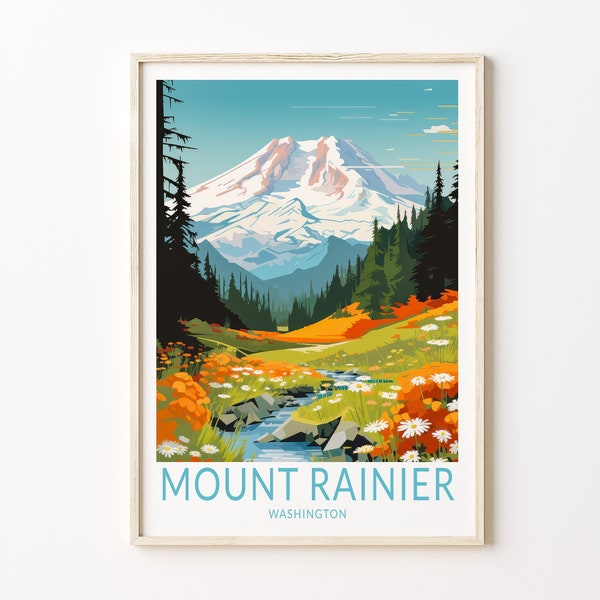 Mount Rainier travel poster, Mount Rainier National park print, Mount Rainier Custom travel print, Personalized poster, Birthday gifts