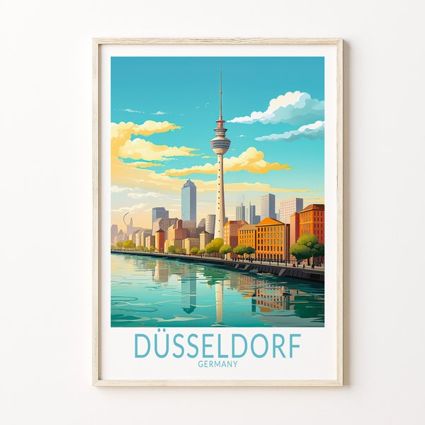 Düsseldorf Deutschland Reise Poster, Düsseldorf Deutschland Poster Druck, Düsseldorf Custom Travel Print, Deutschland Reise Poster, Geburtstagsgeschenke