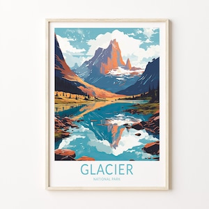 Glacier Travel Print, Glacier Poster Print, National Parks Glacier Wall Art, National Parks Poster, National Parks Travel