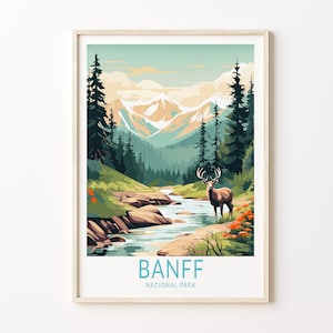 Banff Nationalpark Reiseplakat, Banff Kanada Plakat, Kanada Nationalparks Reisewand-Kunstdruck, personalisiertes Reiseplakat