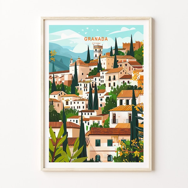 Granada Travel Poster, Spain Granada Travel Wall Art, European City Poster, Custom Travel Home Decor, Personalised Gifts