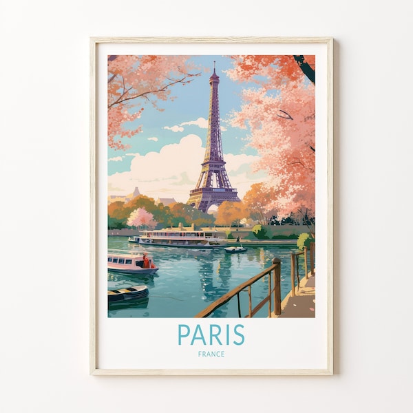 Art mural imprimé voyage Paris, Tour Eiffel Paris France voyage affiche, affiche voyage Europe, décoration de la maison voyageur, cadeau voyageur