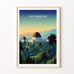 Los Angeles travel poster, Los Angeles Griffith Observatory Poster Wall Art, La California travel print, Personalized Wall Home Decor