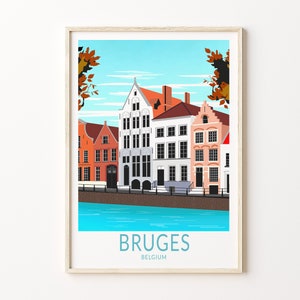 Brügge Belgien Reise Poster, Brügge Belgien Europa Reisepostkarte, individueller Reisedruck, personalisiertes Reiseplakat, Geburtstagsgeschenke