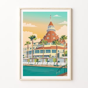 Hotel del Coronado, Coronado San Diego Poster, San Diego Travel Poster, California Coronado Island Poster, Wedding Gifts