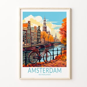 Amsterdam Reiseplakat, Amsterdam Europa Reise Niederlande Postkarte, Amsterdam personalisiertes Reiseplakat, Geburtstagsgeschenke
