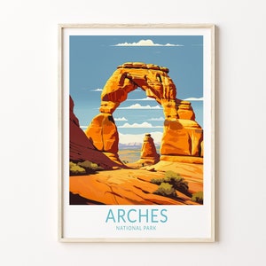 Arches National Park Arizona Utah Travel Poster, Utah Arches National Park Travel Poster Print, National Parks Wall Art